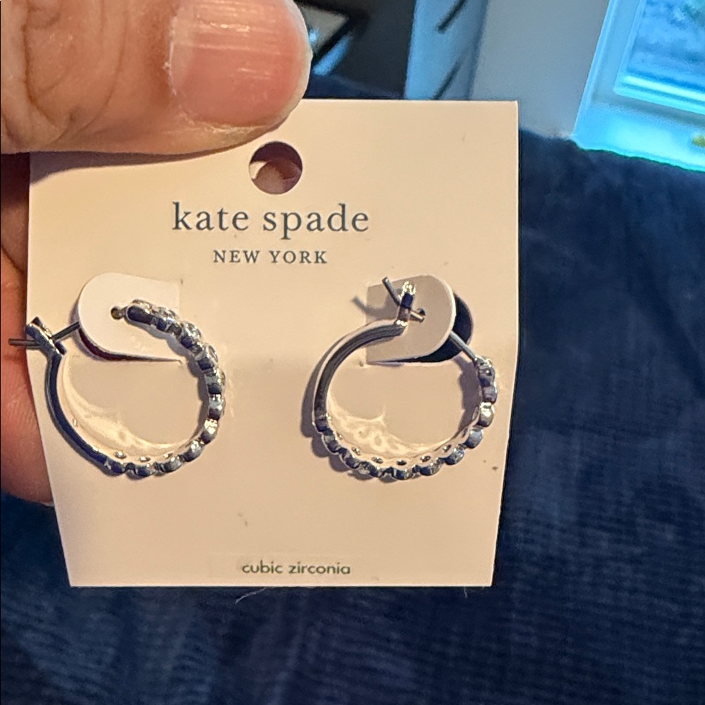 Kate Spade Silver Cubic Zirconia Hoop Earrings - Picture 3 of 5
